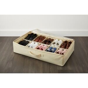American Dream Under-The-Bed Shoe Bag Storage Solution Organizer Cream 12 Pair